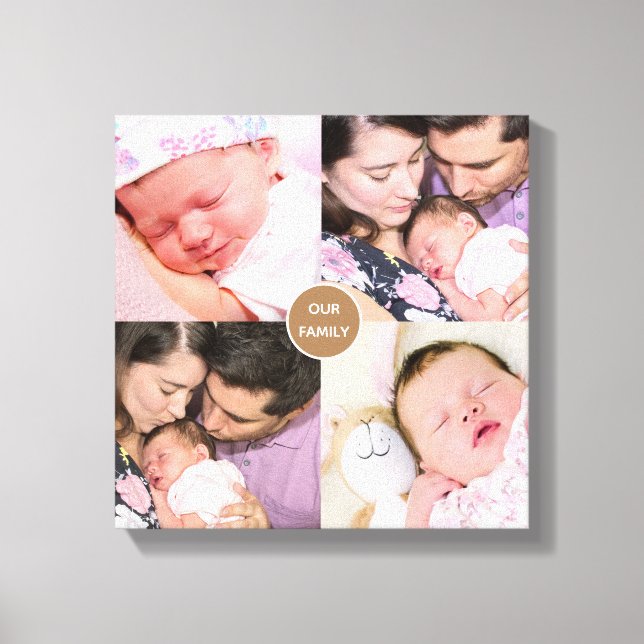 Four Family Photos Square Montage Canvas Print (Front)