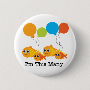 Four  Fish I'm This Many Tshirts and Gifts 2 Inch Round Button