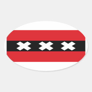 FOUR Flag of Amsterdam Oval Sticker