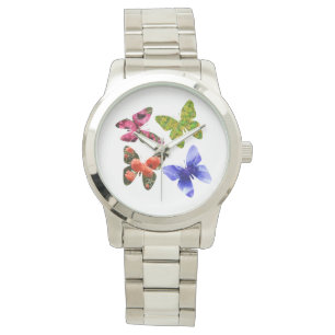 Four Flower Butterflies, Large Unisex Watch