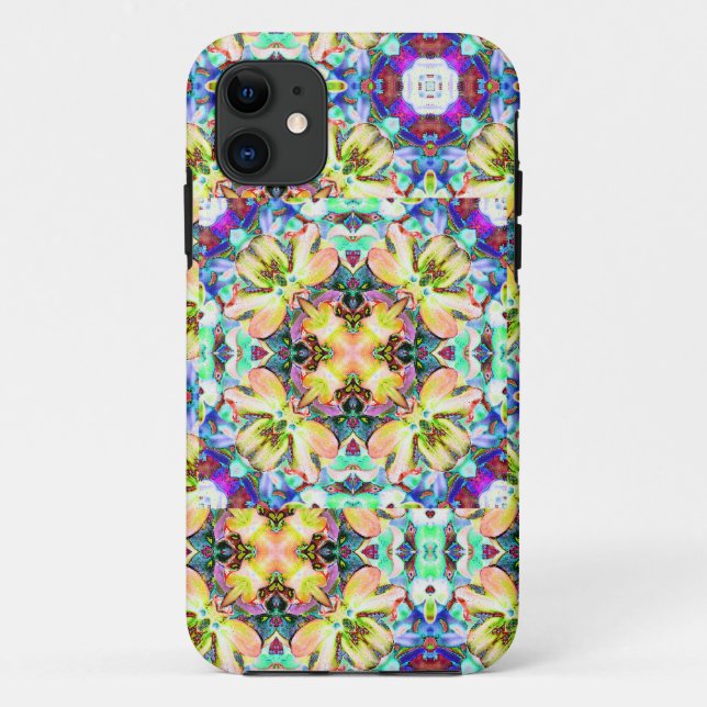 Four Flower Kaleidoscope iPhone Case (Back)