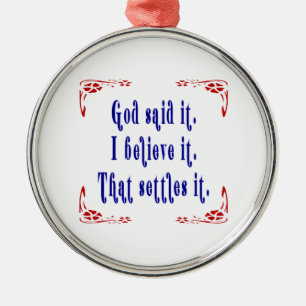 Four Flowers God Said Metal Ornament