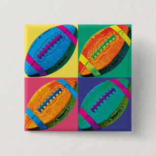 Four Footballs in Different Colours 2 Inch Square Button
