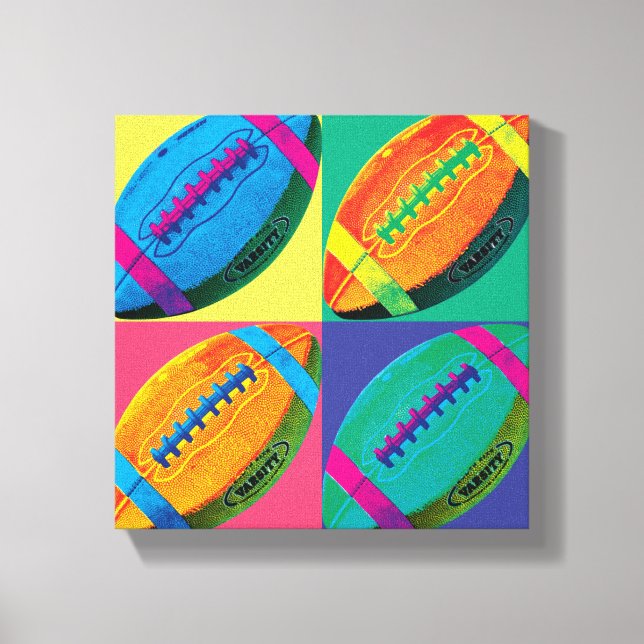 Four Footballs in Different Colours Canvas Print (Front)