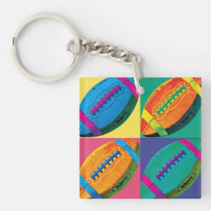 Four Footballs in Different Colours Keychain