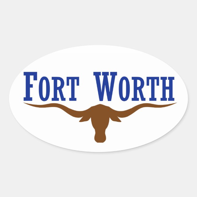 FOUR Fort Worth Flag Oval Sticker (Front)