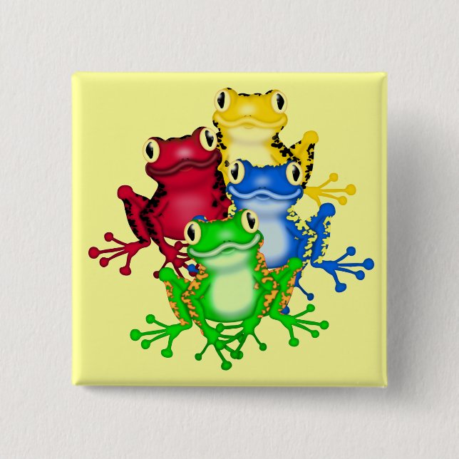 Four Frogs Tshirts and Gifts 2 Inch Square Button (Front)
