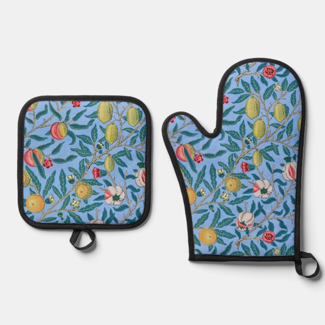 Four Fruit Pattern, William Morris Oven Mitt & Pot Holder Set (Front)