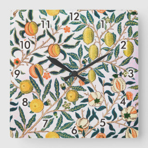 Four Fruit, William Morris Square Wall Clock