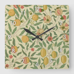 Four Fruit, William Morris Square Wall Clock