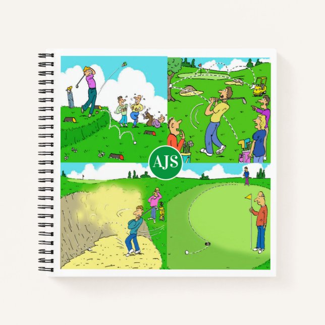 Four Fun Golf Cartoons. Notebook (Front)