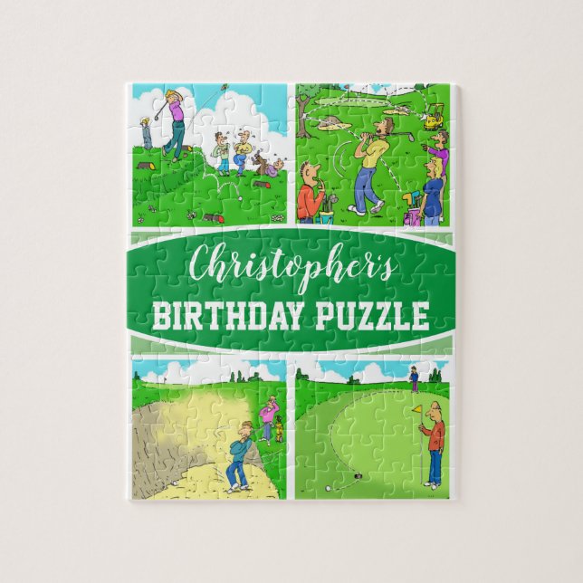 Four Funny Golfer Cartoons Jigsaw Puzzle (Vertical)