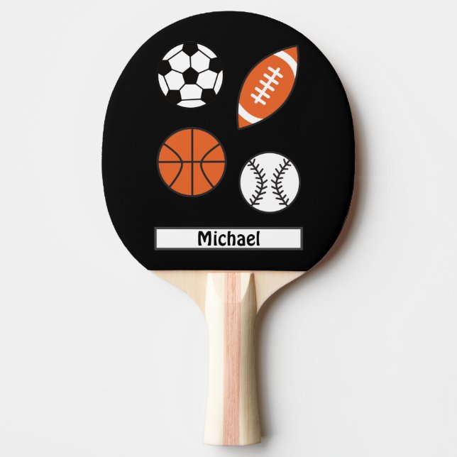 Four Funny Sports Balls Ping Pong Paddle (Front)