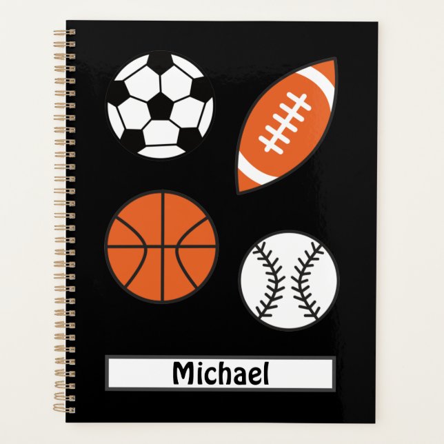 Four Funny Sports Balls Planner (Front)