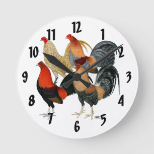 Four Gamecocks Round Clock