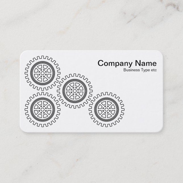 Four Gears - Black and White Business Card (Front)