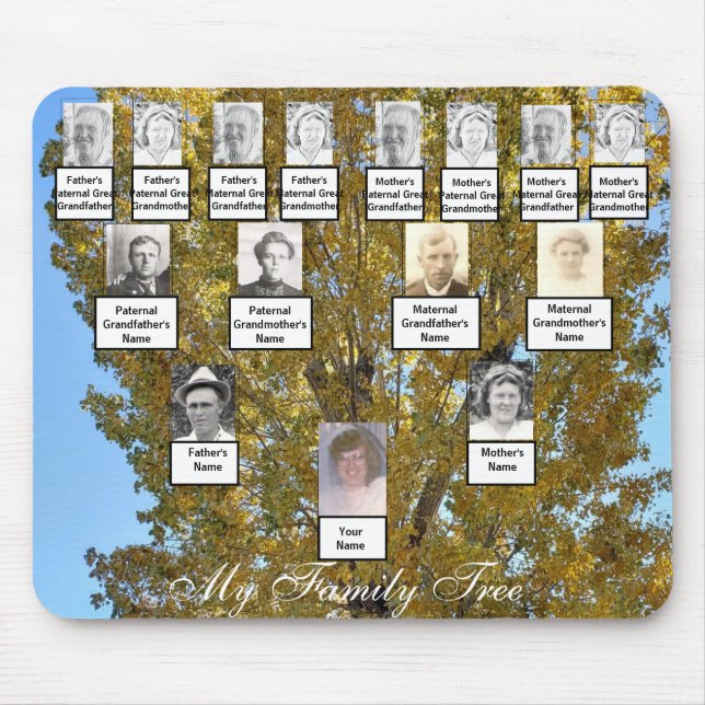 Four Generation Golden Autumn Family Tree Photos Mouse Pad (Front)