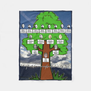 Four Generation Photo Family Tree Drawing Clouds  Fleece Blanket