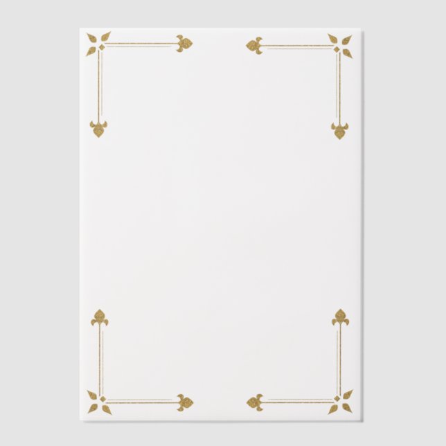 Four Gold Corners Wedding  Vellum Invitations (Front)