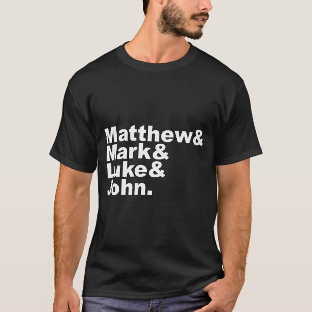 Four Gospels Matthew Mark Luke John Bible  T-Shirt (Front)