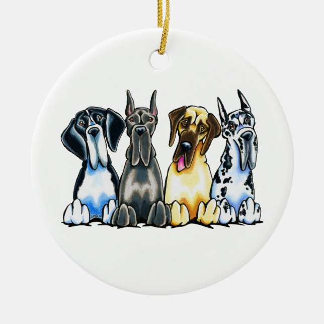 Four Great Danes Ceramic Ornament (Front)