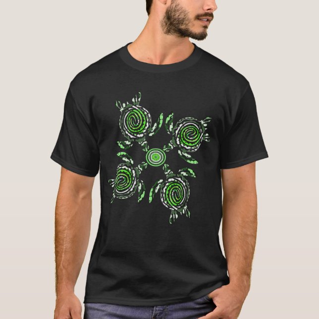 Four Green Turtles Dot Art,  Mens Tshirt (Front)