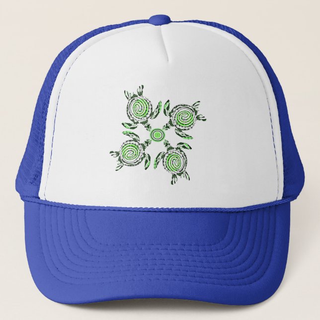 Four Green Turtles Dot Art,  Trucker Hat (Front)