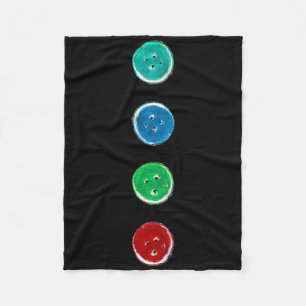 Four Groovy Buttons Blue Cat Fun Halloween Custom Fleece Blanket