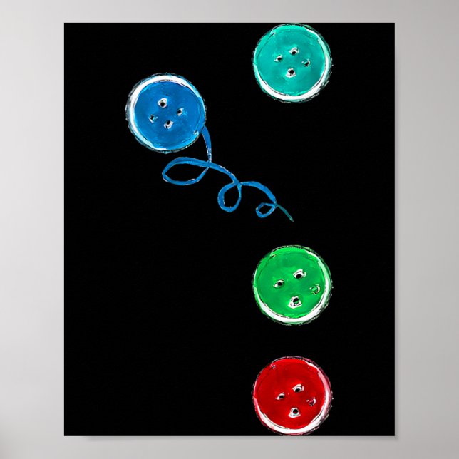 Four Groovy Buttons Blue Cat Funny Halloween Poster (Front)