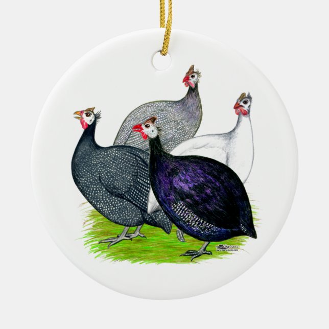 Four Guineas Ceramic Ornament (Front)