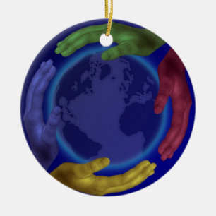Four Hands on Earth Ornament