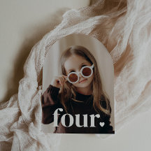 Four Heart Arched Photo 4th Birthday