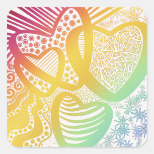 Four Heart Colourful Sticker