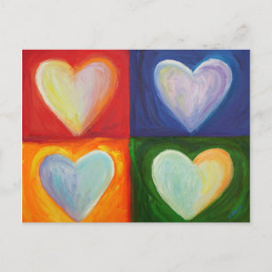 Four Hearts Love Personalized Art Postcards