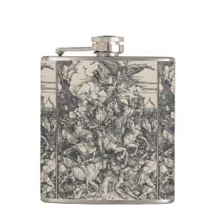 Four Horsemen of the Apocalypse by Durer Hip Flask