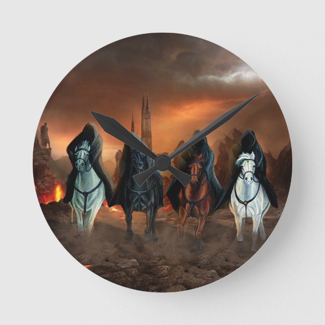 Four Horsemen Of The Apocalypse Round Clock (Front)