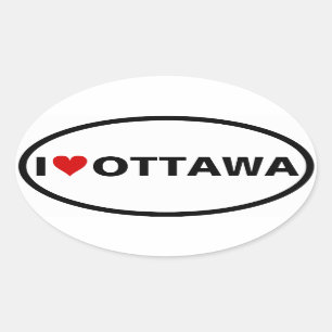 FOUR I [Heart] Ottawa Oval Sticker