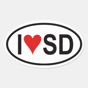 FOUR "I [heart] SD" Oval Sticker