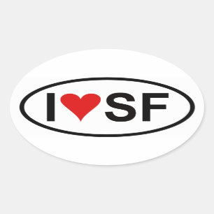 FOUR "I [heart] SF" Oval Sticker