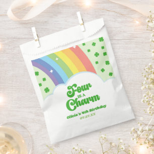 Four Is A Charm Rainbow 4th Birthday Party Favour Bag