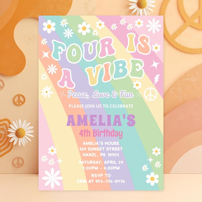 Four is a vibe birthday invitation (Creator Uploaded)