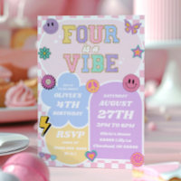 Four Is A Vibe Preppy Patch 4th Birthday Party
