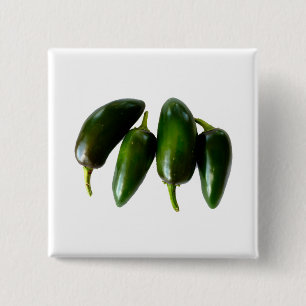 Four Jalapeno Peppers Green Photograph 2 Inch Square Button