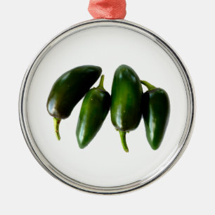 Four Jalapeno Peppers Green Photograph Metal Ornament