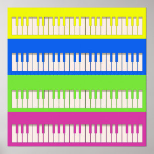 Four Keyboards Pop Art Poster