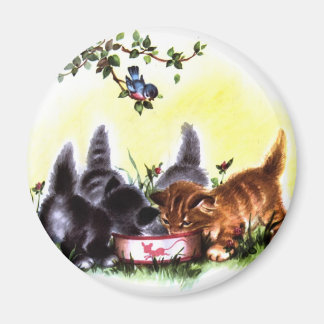 Four Kittens Feasting Artwork Magnet