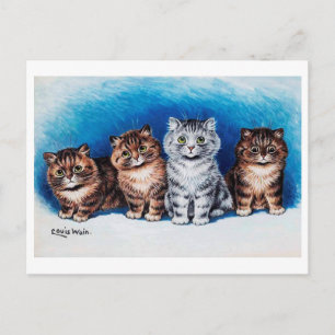Four Kittens, Louis Wain Postcard