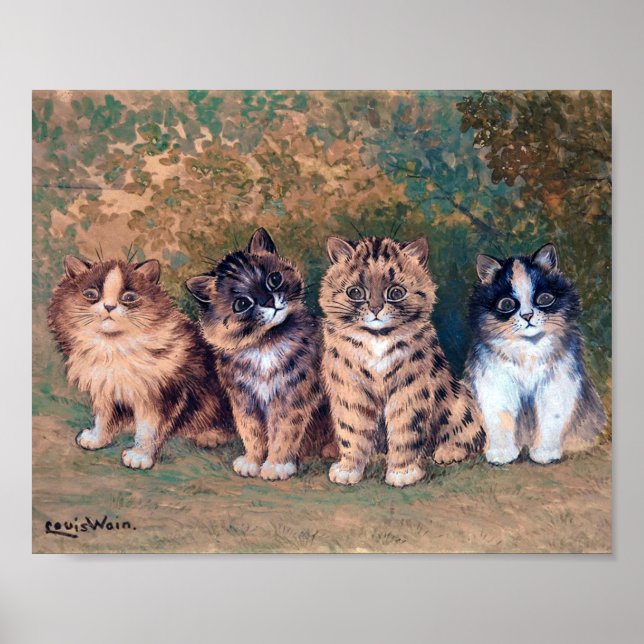 Four Kittens, Louis Wain Poster (Front)