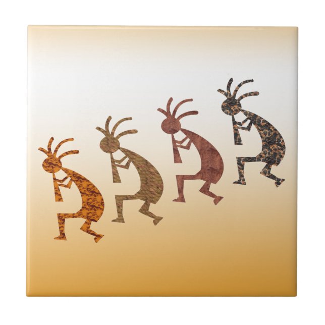 Four Kokopelli Tile (Front)