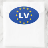 FOUR Latvia "LV" European Union Flag Oval Sticker (Bag)